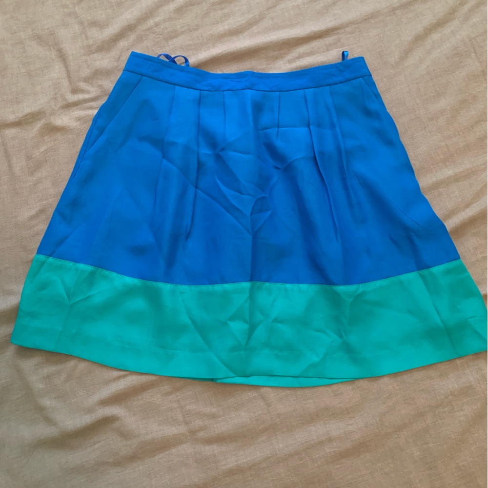 JCREW pleated color block skirt w pockets